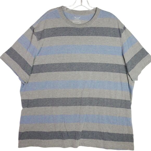 Faded Glory Men's Size 3XL T-Shirt Gray Striped Tee Crew Neck - Picture 1 of 10